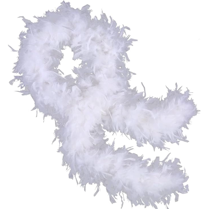 BFS  Beyaz Renk Kabarık Kalın Otriş Boa Tüy 6 cm Genişlik 180-200 cm Uzunluk
