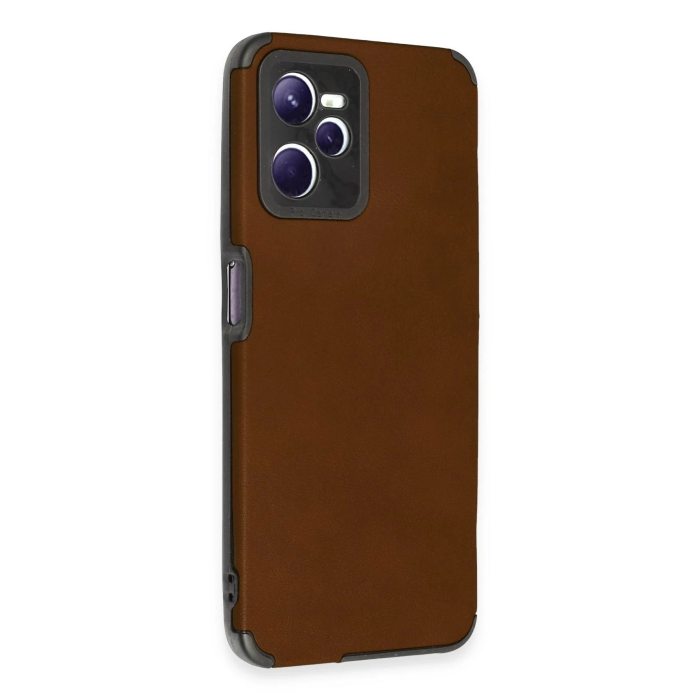 BFS Realme C35 Kılıf Loop Deri Silikon - Kahverengi
