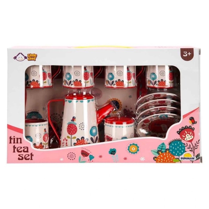 BFS  Çiçek Desenli Metal Çay Seti 12 Parça