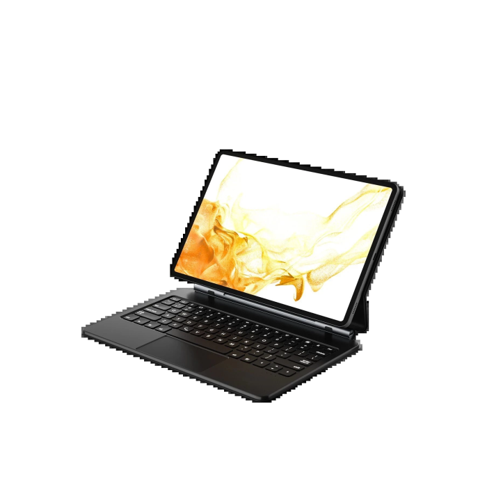 BFS Samsung Galaxy T737 Tab S7 FE 12.4 Kılıf Eternal Ledli Klavyeli Tablet Kılıfı - Siyah
