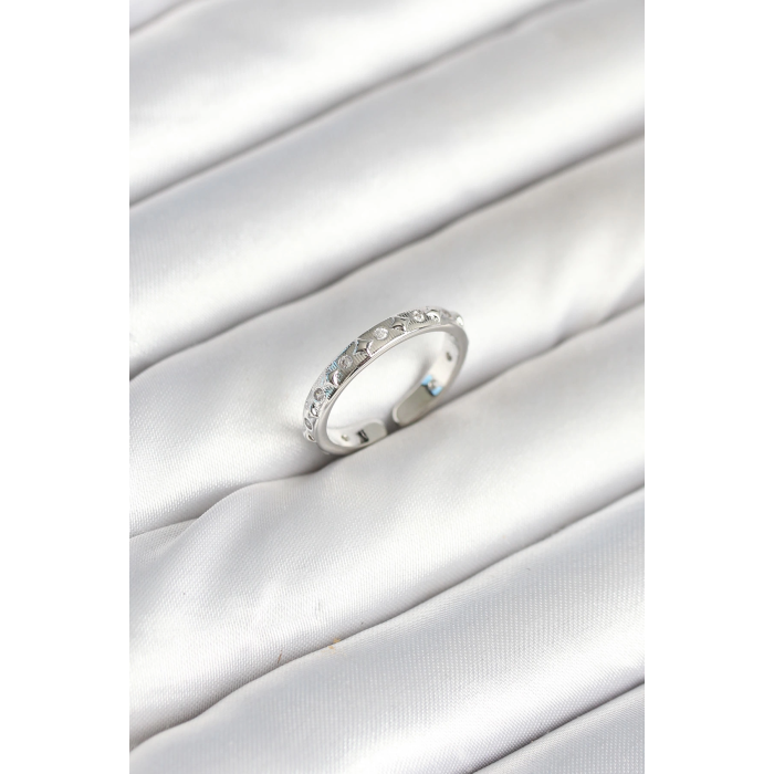 BFS Pirinç Gümüş Renk Zirkon Taşlı Kadın Yüzük