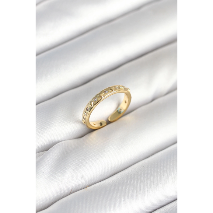 BFS Pirinç Gold Renk Zirkon Taşlı Kadın Yüzük