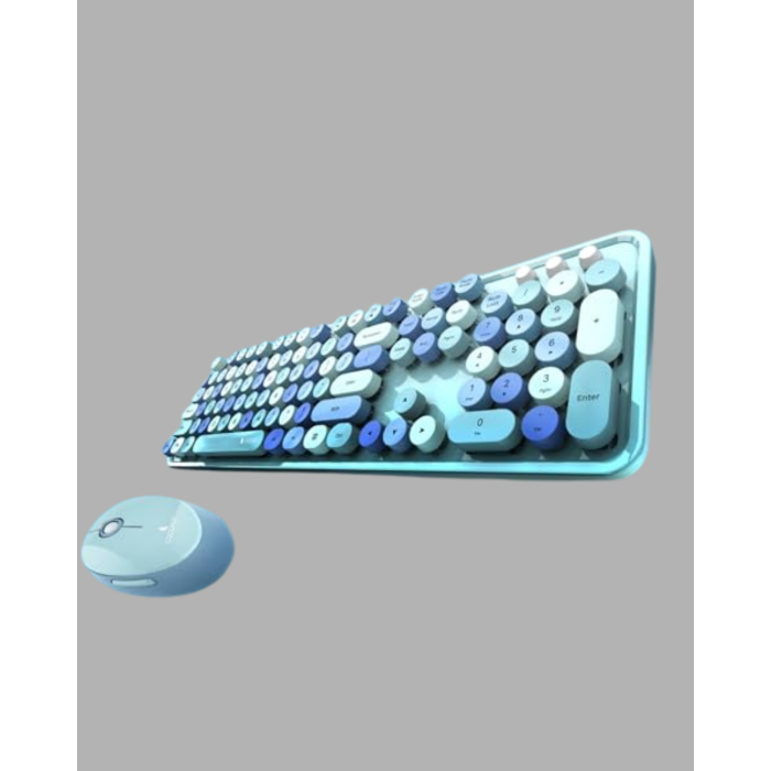 Kablosuz Retro Klavye ve Mouse Seti – 104 Tuşlu, Sessiz Yazım