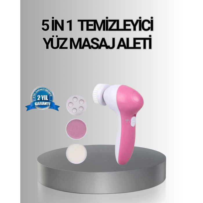 5 Başlıklı Yüz Masaj Aleti – Cilt Temizleme, Peeling, Siyah Nokta ve Gözenek Bakımı