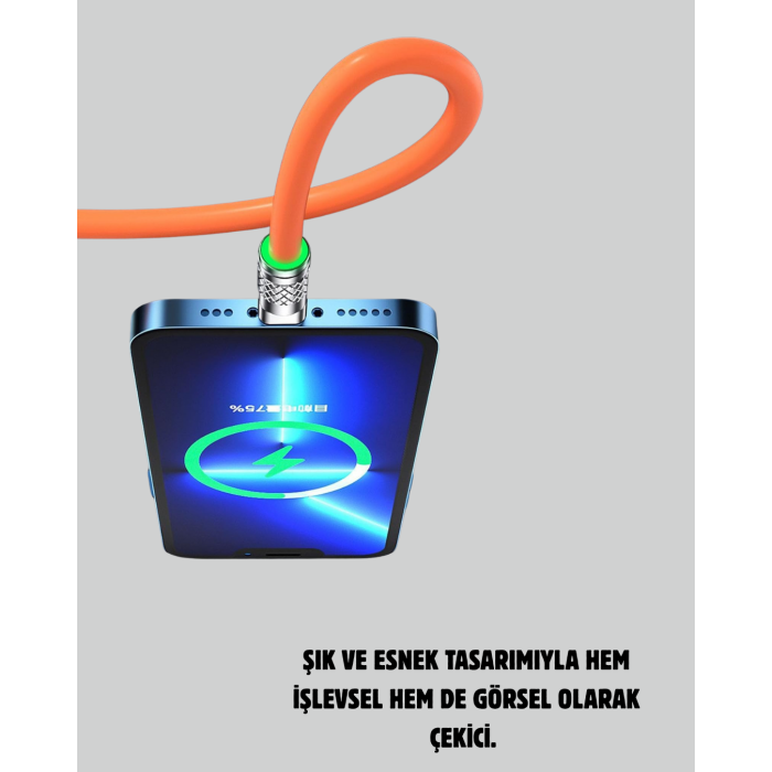 3’ü 1 Arada Kablo – 120W Hızlı Şarj ve Veri Aktarımı Özellikli