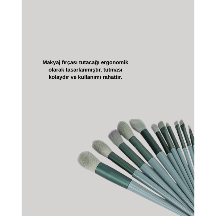 Taşınabilir Ergonomik Yapılı 13 Adet Fiber Kıllı Yüz ve Göz Makyaj Fırçası Seti