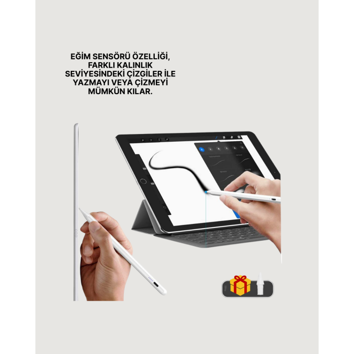 Yüksek Hassasiyetli Eğim Sensörlü Dijital Kalem – USB-C Hızlı Şarjlı