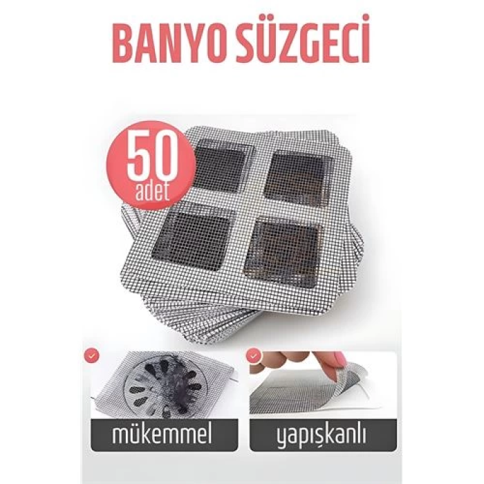 BFS Banyo Gider Süzgeci 50 Adet Yapışkanlı Filtre, 10x10 cm