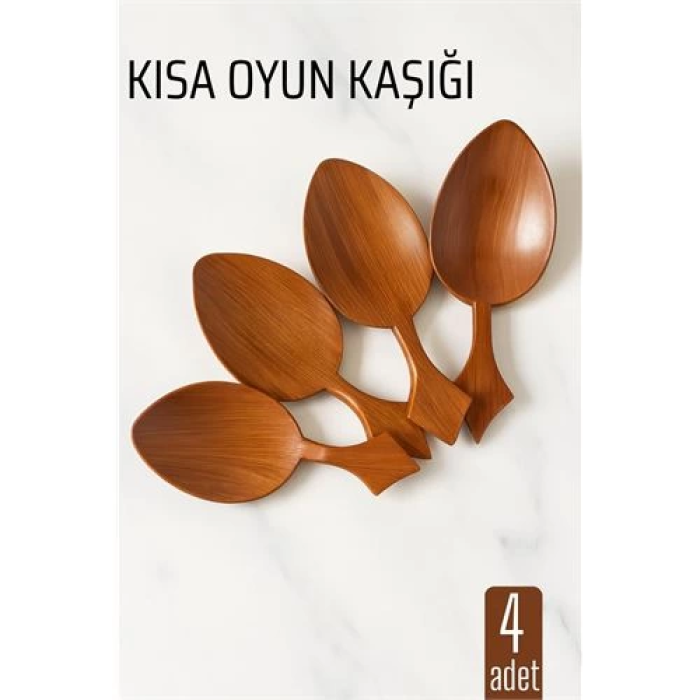 BFS Kısa Oyun Kaşığı Halk Oyunu Kaşığı - Kına Kaşığı Kısa Saplı Zeybek Oyun Kaşığı 4 ADET