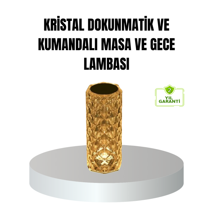 Kristal RGB LED’li Kumandalı Masa ve Gece Lambası – Renkli Işık Modlarıyla Şık Dekoratif Aydınlatma