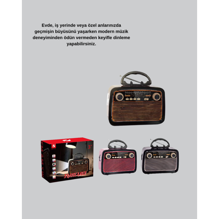 Ahşap Dokulu Bluetooth Müzik Kutusu – Vintage LED Tasarımıyla Modern Ses Deneyimi