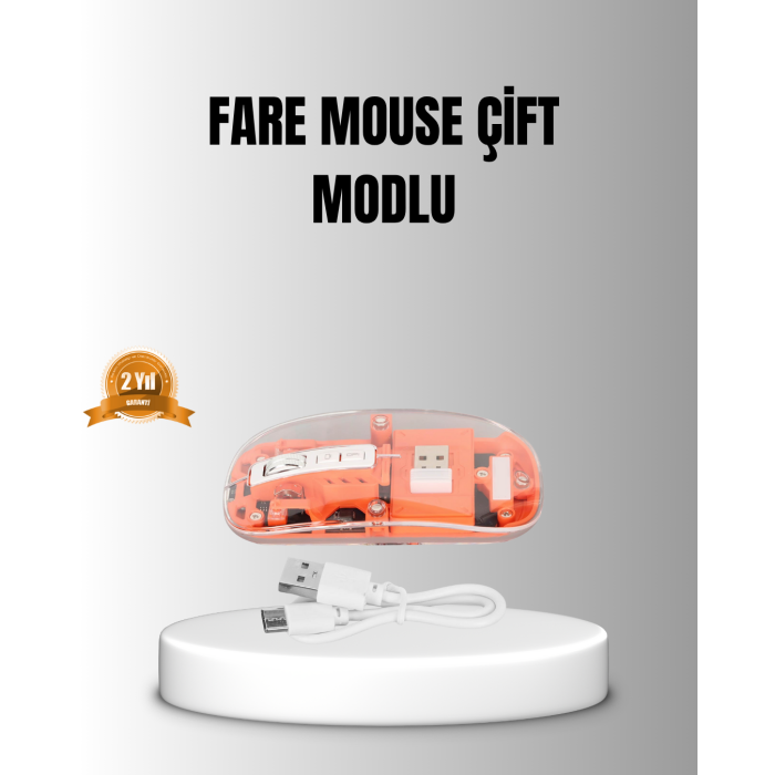 Çift Modlu Kablosuz Bluetooth 5.0 + 2.4GHz Mouse – 3 Cihaz Bağlantılı, Hızlı Geçiş Düğmeli