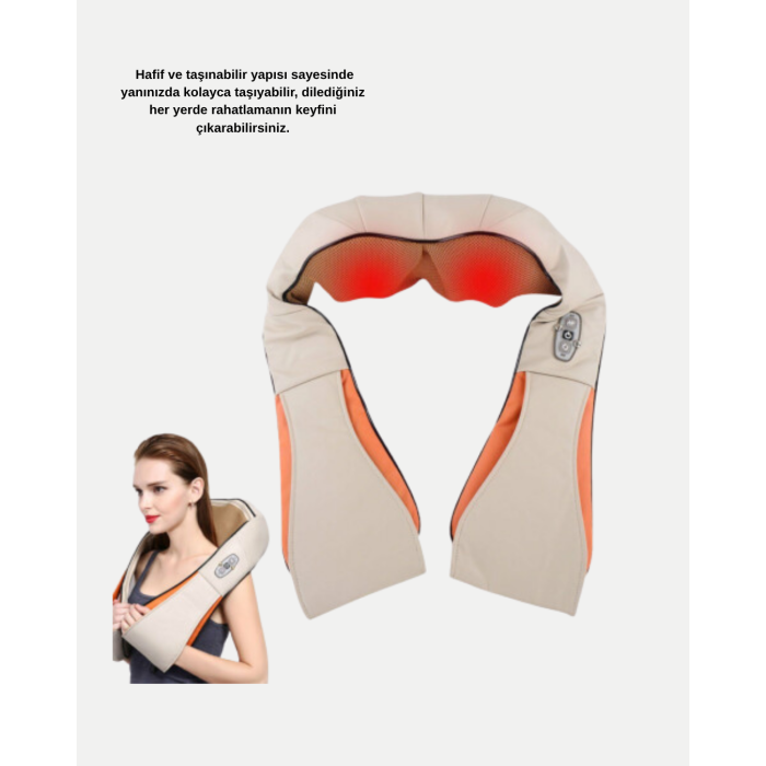 Ergonomik Ovmalı Masaj Aleti – Isıtmalı, Yoğurmalı, Boyun ve Bel Rahatlatıcı Masaj Makinesi