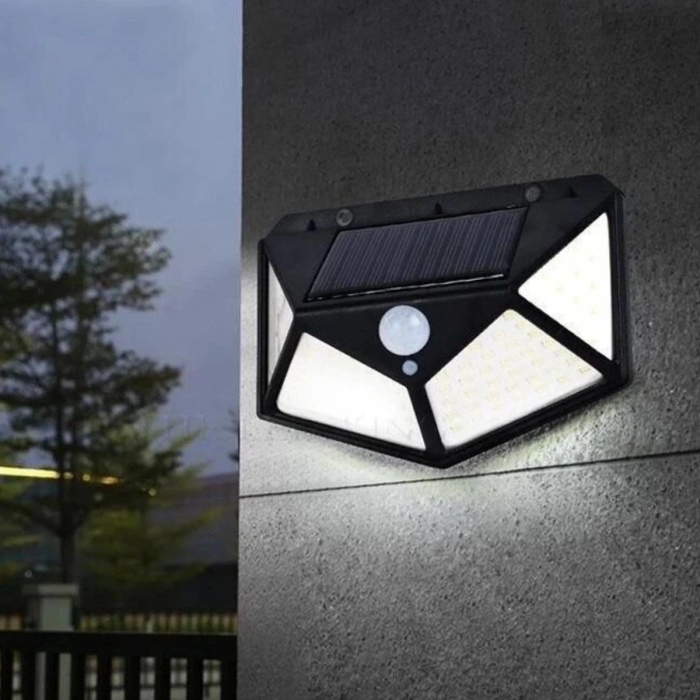 100 Ledli 3 Farklı Aydınlatma Ayarlı Solar Güneş Enerjili Hareket Sensörlü Bahçe Duvar ası