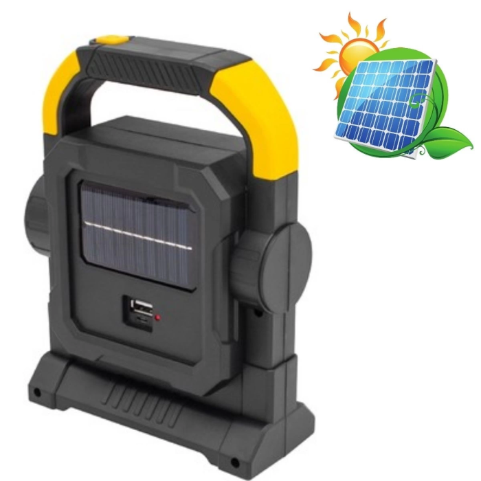 HelloCloud Şarjlı Solar LED Çalışma Işığı | USB Çıkışlı Taşınabilir Projektör a