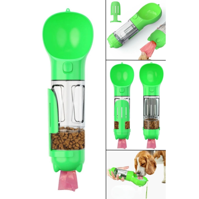 Taşınabilir Hazneli Mama Kaplı ,Kaka Poşetli Kedi,Köpek Suluğu-300ml