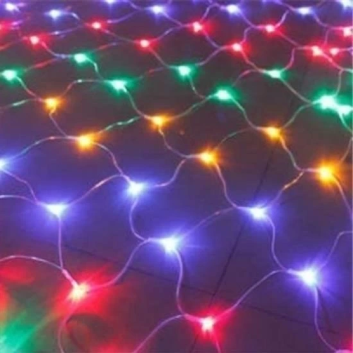 1x2 Metre Dekoratif File Ağ Perde 192 LED 8 Animasyonlu Farklı Işık Modu RGB Fişli