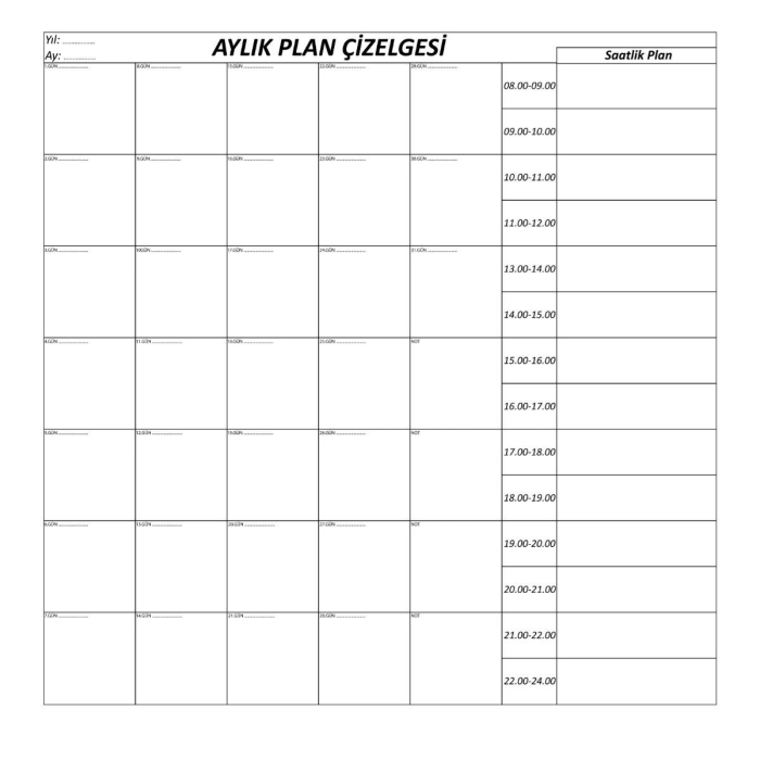 Aylık Planlayıcı Manyetik Duvar Stickerı Takvim Plan Çizelgesi