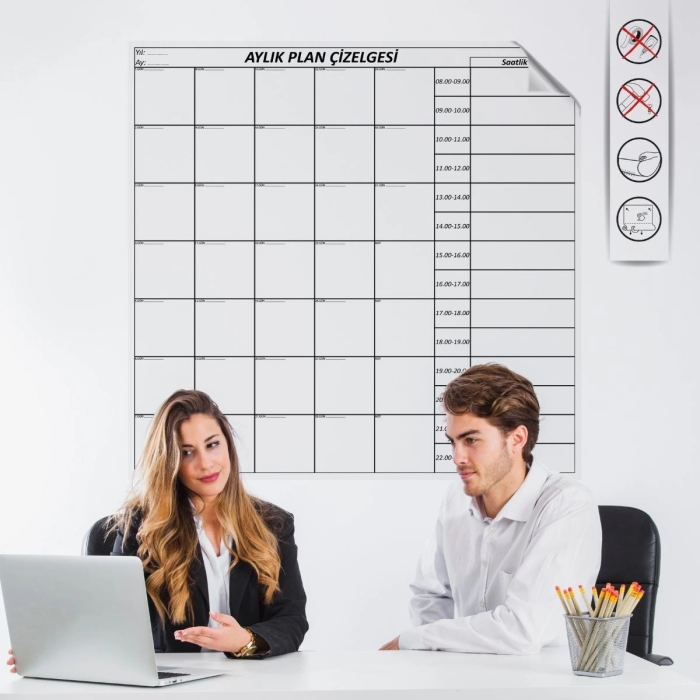 Aylık Planlayıcı Manyetik Duvar Stickerı Takvim Plan Çizelgesi