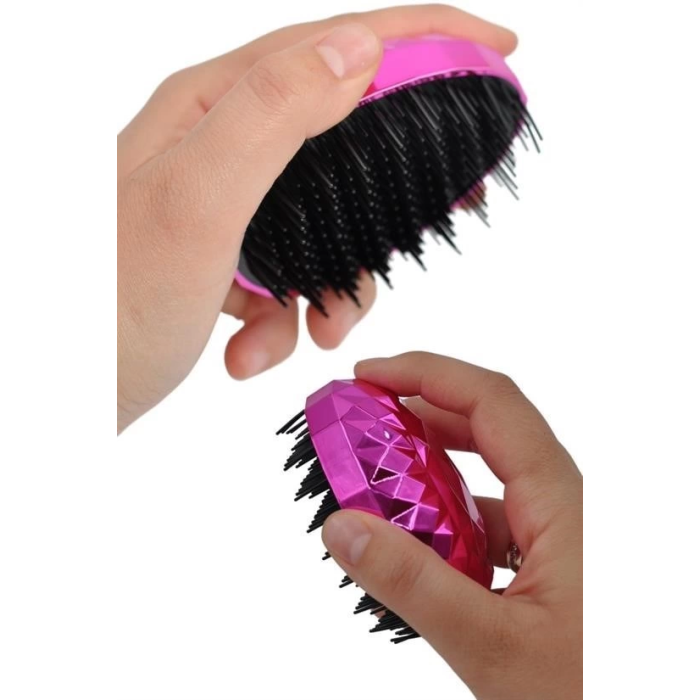 Neon Pembe Düzleştirici Tarak Geniş AralıklıHer Saç Tipine Uygun Fırçalı Saç Düzleştirici