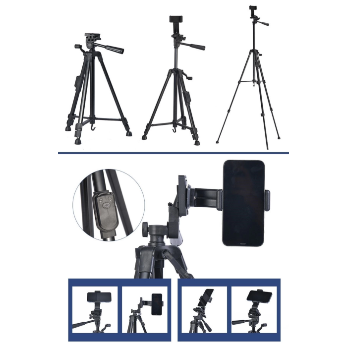 Telefon ve Fotoğraf Makinası Takılabilen Bluetooth Kumandalı 146 cm Tripod