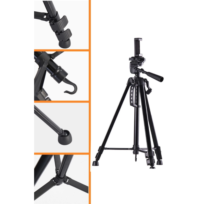 Telefon ve Fotoğraf Makinası Takılabilen Bluetooth Kumandalı 146 cm Tripod