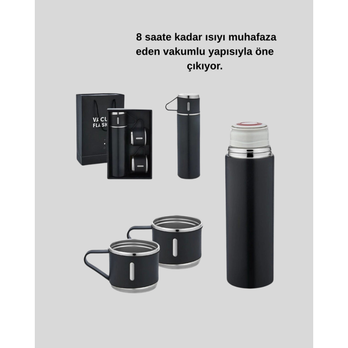 500 ml Paslanmaz Çelik Termos Seti – Sızdırmaz, Vakumlu, Isı Koruma Özellikli, Taşınabilir Termos