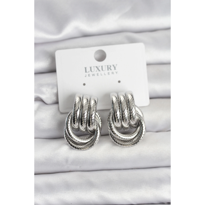 BFS Gümüş Renk Halka Modelli Pirinç Kadın Küpe