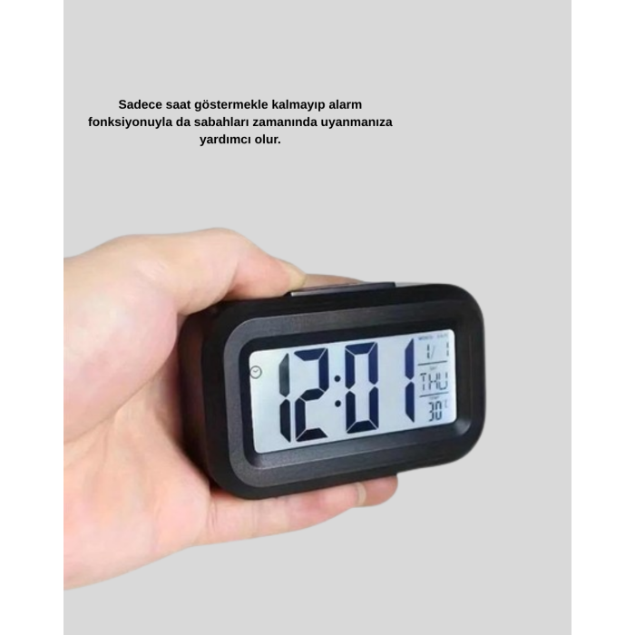 Dijital Masa Saati Sensörlü Aydınlatmalı Alarm ve Sıcaklık Ölçerli