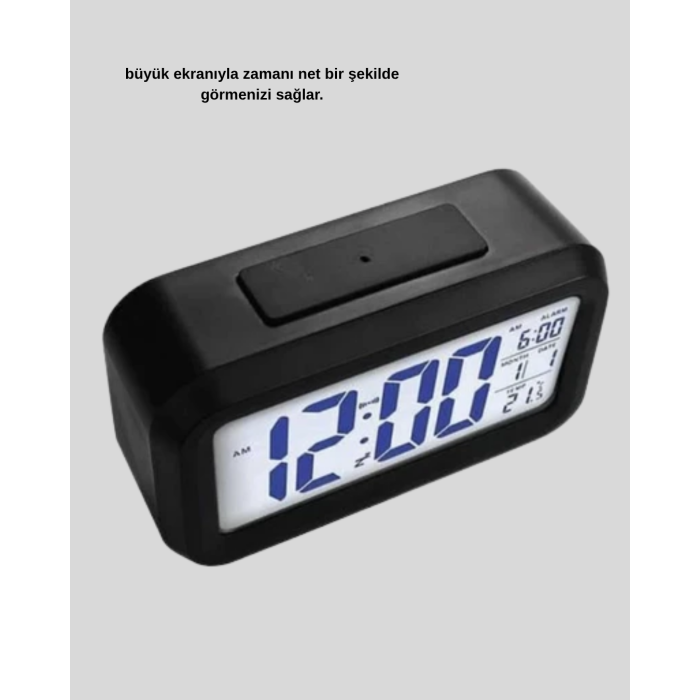 Dijital Masa Saati Sensörlü Aydınlatmalı Alarm ve Sıcaklık Ölçerli
