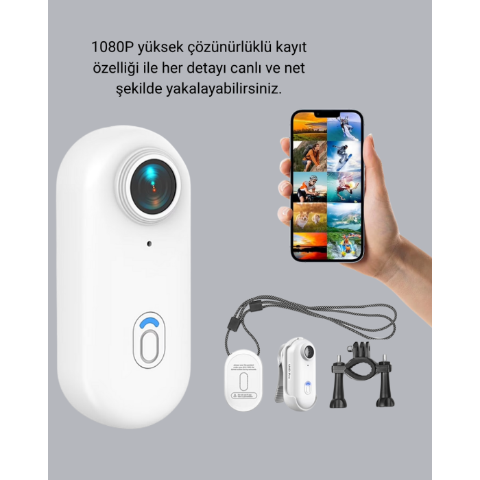 Kompakt 1080P Aksiyon Kamerası Suya Dayanıklı WiFi ve 120° Geniş Açı