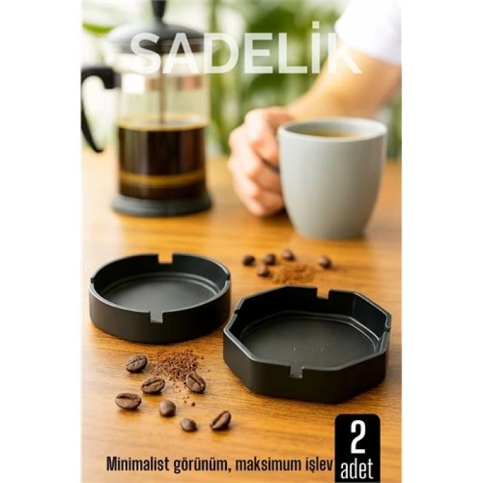 BFS 2 li Karbon Plastik Küllük Seti  - Masaüstü Küllük  Kaymaz, Hafif ve Şık Tasarım