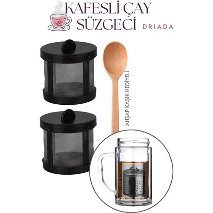 BFS Kaşıklı Kafes Çay Süzgeci - 2 li Bitki Çayı Süzgeci - Polikarbon