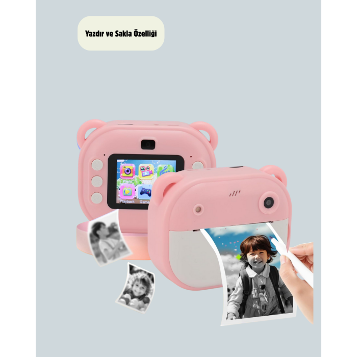 Anında Baskı Özellikli Şipşak Kamera 24MP HD Çift Lensli ve 32GB Hafızalı