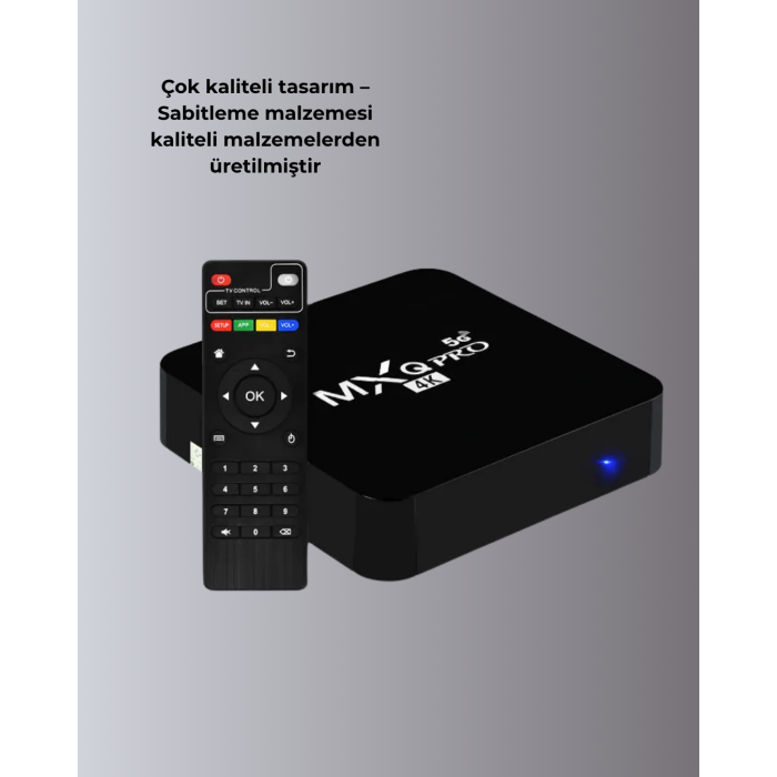 4K Android TV Box – Akıllı Medya Oynatıcı, 2GB RAM, 16GB Hafıza, Wi-Fi Destekli