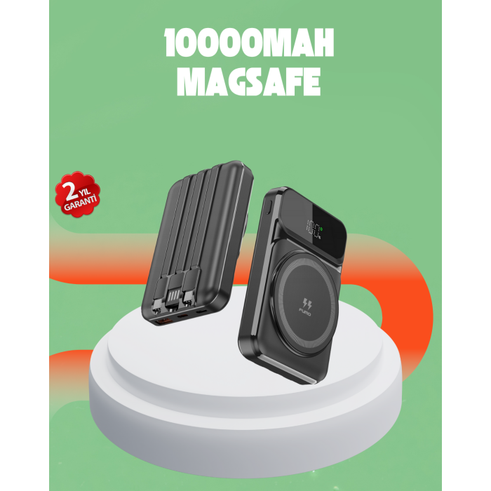 10000 mAh Kablosuz Hızlı Şarj Destekli Powerbank – 15W, PD20W, Type-C Girişli