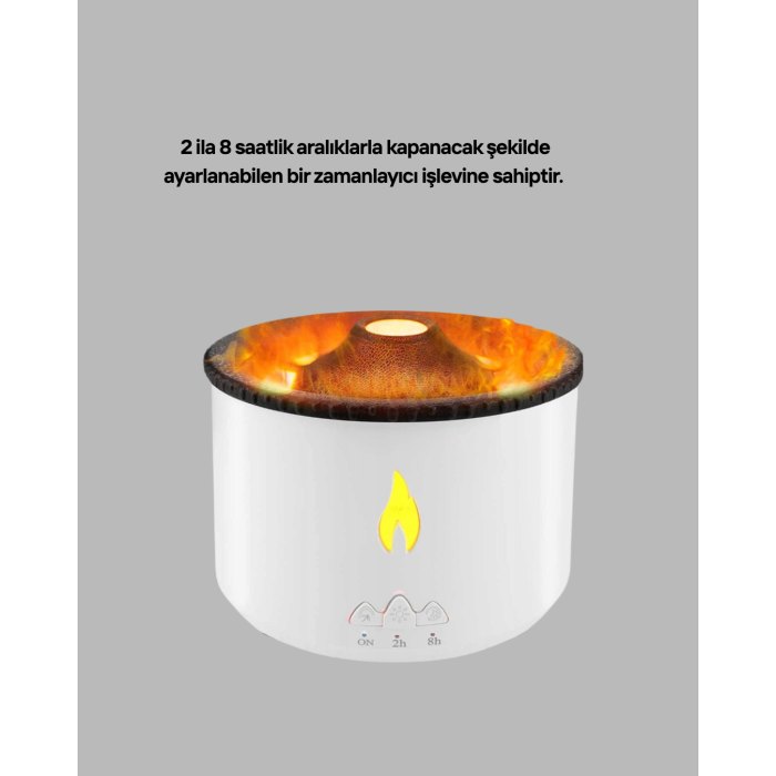 Volkan Efektli Aroma Difüzörü – Sessiz Çalışma, Otomatik Kapanma ve LED Işık