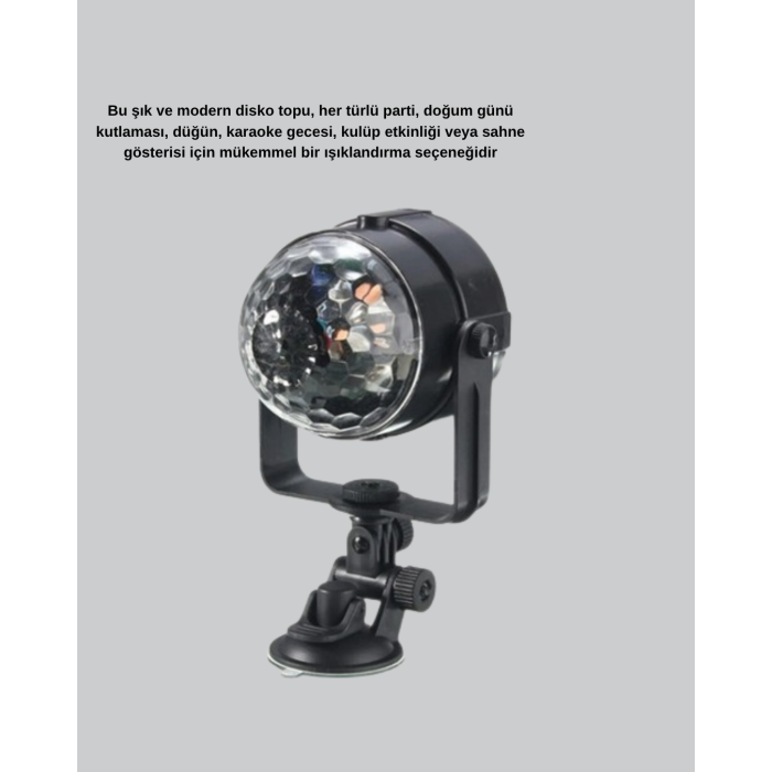 7 Renk Modlu Müzik Sensörlü Disko Topu – LED Işıklı Parti Aydınlatması