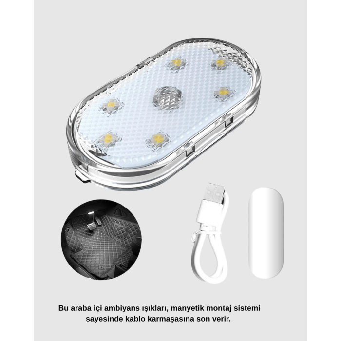 Manyetik Araba İçi Ambiyans LED Işık Seti – Kolay Montajlı ve Kablolara Gerek Yok