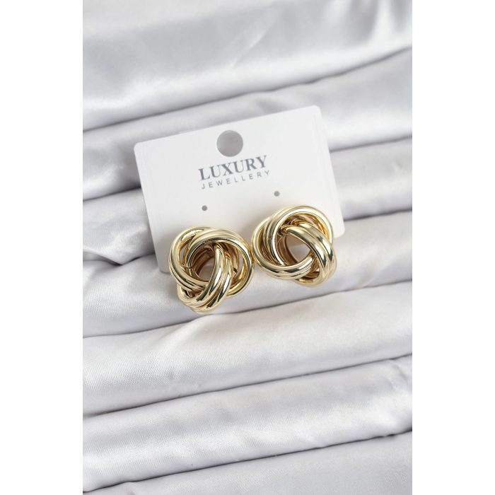 BFS Pirinç Gold Renk Vintage Sarmal Model Kadın Küpe