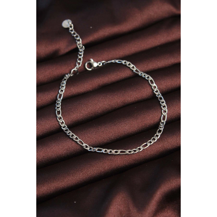 BFS 316L Çelik Gümüş Renk Kuş Gözü Erkek Zincir Bileklik