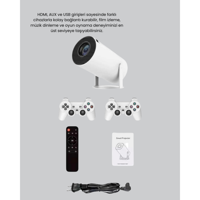 Kablosuz Projeksiyon Cihazı 4K Destekli HDMI USB Oyun Uyumlu