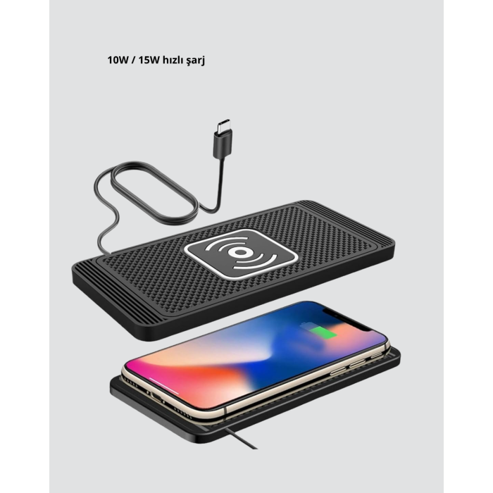 Manyetik Şarj Pedi 7.5W 10W 15W Hızlı Şarj Kaymaz Tabanlı