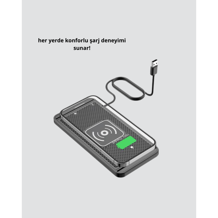 Manyetik Şarj Pedi 7.5W 10W 15W Hızlı Şarj Kaymaz Tabanlı