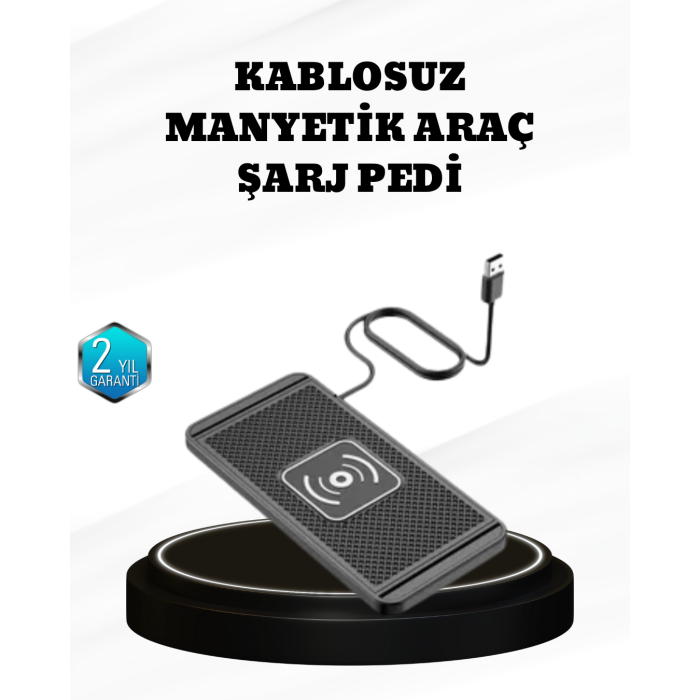 15W Manyetik Kablosuz Şarj Pedi Araç Masa Kullanımına Uygun Qi Şarj Cihazı