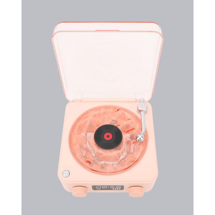 3-ü-1 Gece Işığı Bluetooth Hoparlör ve Dijital Saat Vintage Plak Çalar Tasarımlı