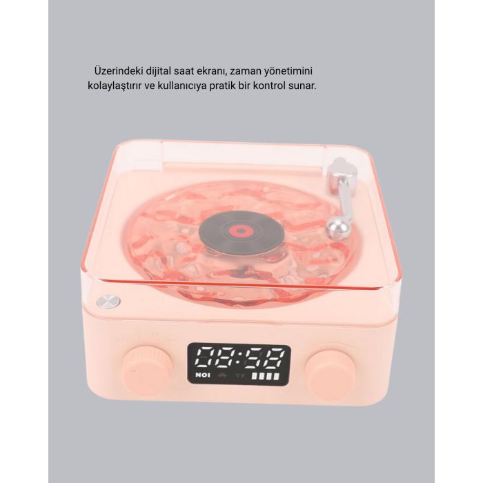 Gece Lambası Stereo Bluetooth Hoparlör Dijital Saat Su Dalgası Efektli 3-ü-1 Cihaz