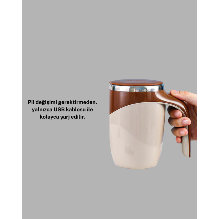 Şarjlı Otomatik Karıştırıcı Kupa Manyetik Mix Kupa Paslanmaz Çelik İç Astar