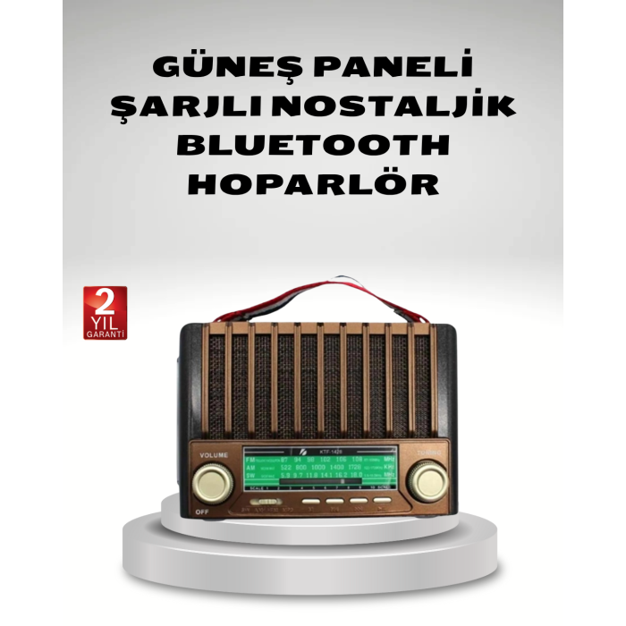 Taşınabilir Hoparlör Güneş Panelli Bluetooth USB SD FM AM SW Radyo