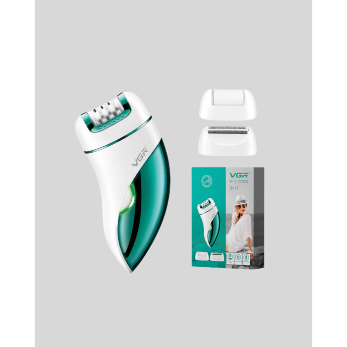 Profesyonel 3 in 1 Epilasyon Cihazı LED Aydınlatmalı Suya Dayanıklı Şarjlı VGR Epilatör